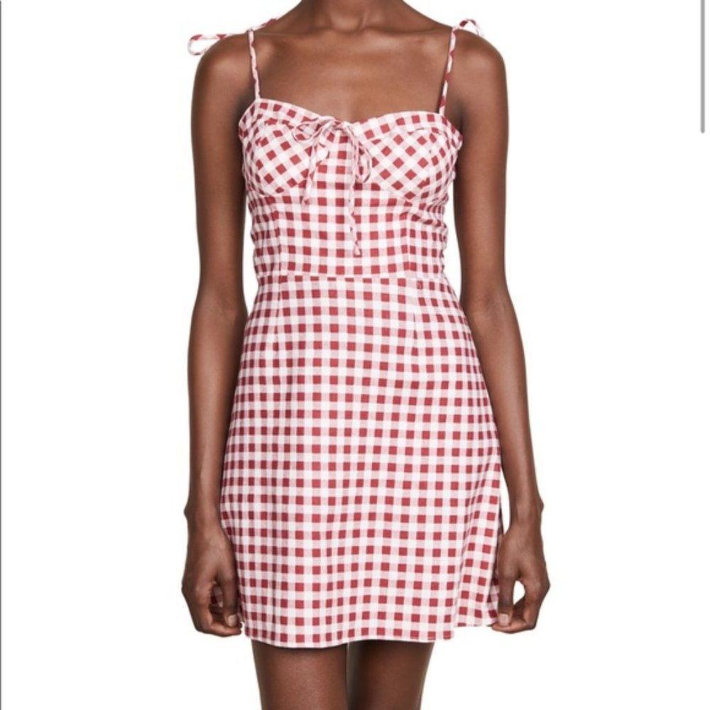 WAYF Pesaro Corset Gingham Mini Dress